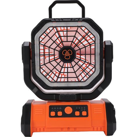 Ventilateur de camping avec éclairage LED et télécommande, 4 vitesses de vent, 3 niveaux de luminosité, batterie 20000mAh pour tente extérieure (1/5)