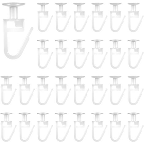 30 Pièces Crochets de rail de rideaux en plastique blanc , glisseurs de plafond, crochets de suspension pliables pour chambre et séparateurs, rideaux de (1/5)