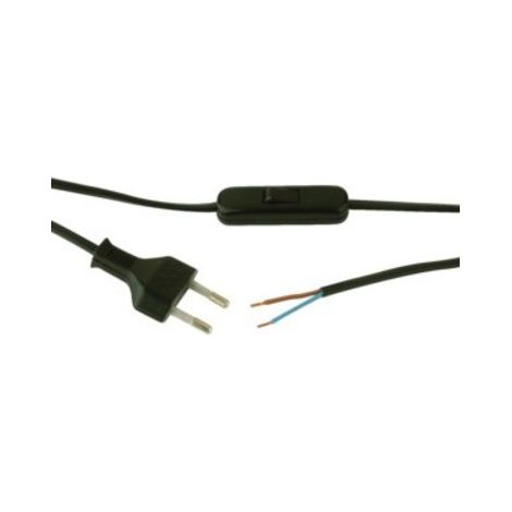 Interrupteur de passage avec câble de 2 m. 2A/250V Couleur Noir Electro DH 11.576/N 8430552075775
