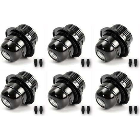 6x Vintage Edison E27 Lampenfassung - Modern Industrielle Schwarz Leichte Bakelit Fassung Harte Schale Lampenhalter DIY Lampenzubehöre für ersetzen Lampensockel & Retro Beleuchtung (1/5)