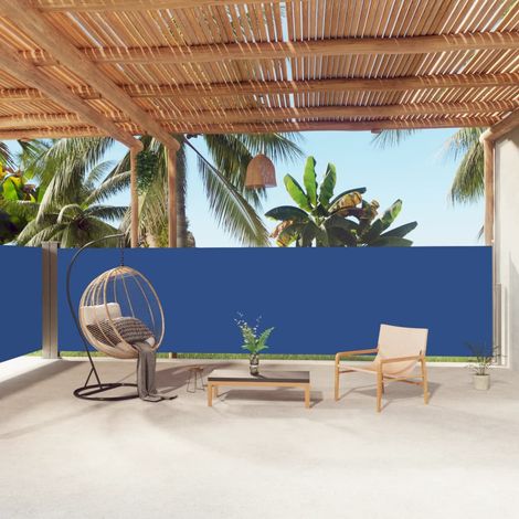 Auvent latéral Store Banne Solaire abri Marquise Brise-soleil rétractable Bleu 160x1000 cm LKOWF64174 (1/5)