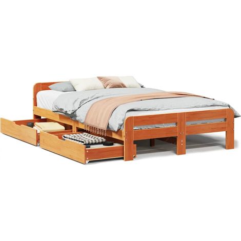 Maison Exclusive - Letto senza Materasso Marrone Cera 135x190 cm in Legno di Pino