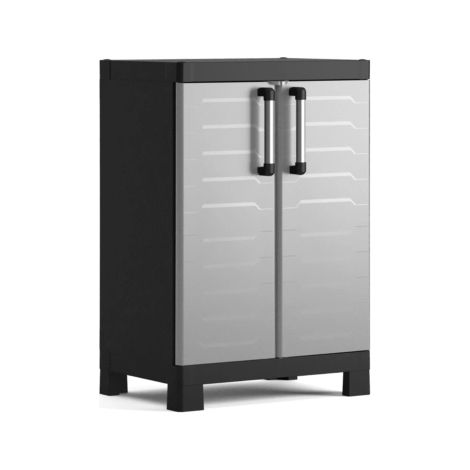 armadio basso keter "detroit" in resina grigio 65x45x97 cm (1/4)