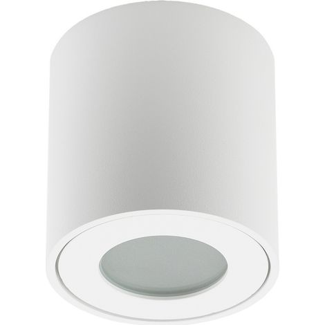 Edo Solutions – Spot de plafond étanche en saillie IP44 GU10 blanc – Boîtier aluminium – Diffuseur en verre – Puissance 35W – Ø80mm - EDO777338 (1/5)