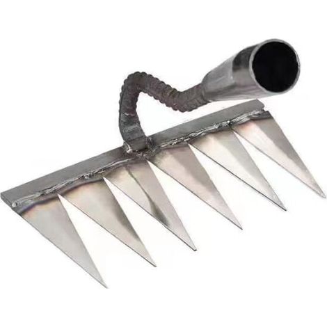 Metal Stubble Rake for Gardening Weeding - Sturdy Metal Tooth Rake,Silver,2313cm (1/3)