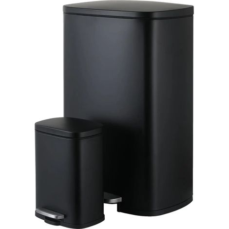 Poubelle de cuisine, fonctionnement à pédale, design résistant aux taches, noir, 50L 5L (1/2)