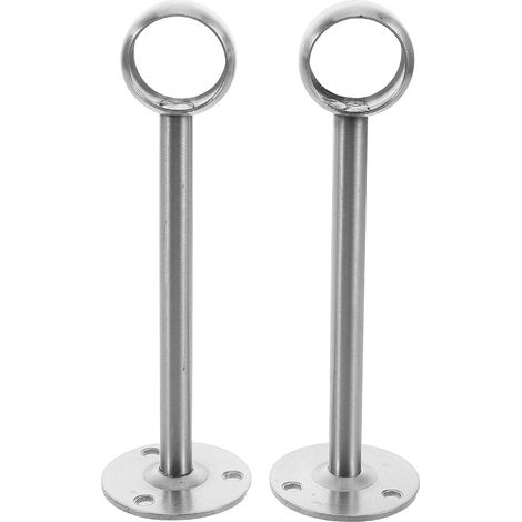 Lot de 2 Supports en Acier Inoxydable pour Tringle à Rideaux Diamètre 25mm, Tête Ronde, Longueur 15cm, Fixation Murale pour Rideaux et Penderie