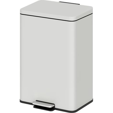 Poubelle de Cuisine 20 L en Métal, Poubelle avec Pédale, Couvercle à Fermeture Douce, Crème (1/5)