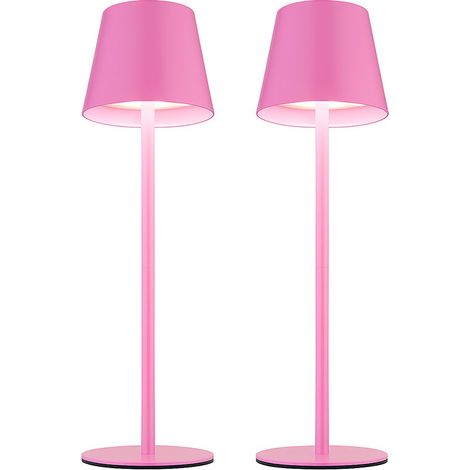Außenleuchte Tischlampe Akku Tischleuchte Touchdimmer Flaschenaufsatz CCT, pink, USB-C, LED 3W 200Lm warm-kaltweiß, DxH 11,5x36 cm, 2er Set (1/5)