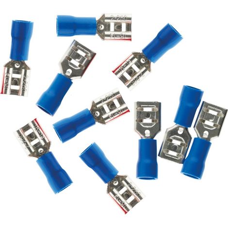 10 blaue Femelle-Kabelklemmen 6,3 mm