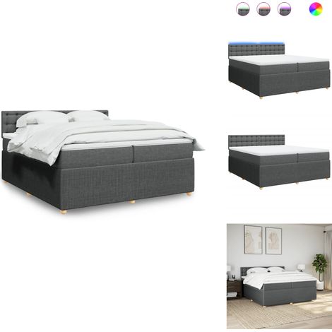 Sommier à lattes de lit avec matelas Gris foncé 200x200cm Tissu - Sommier À Lattes De Lit - Sommiers À Lattes De Lit - Lit - Meuble De Chambre À Coucher (1/5)