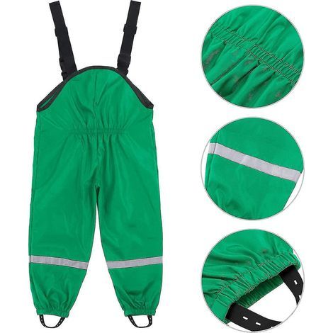 Salopette de pluie unisexe pour enfants, coupe-vent et imperméable, pantalon boueux - 80 - Vert (1/5)