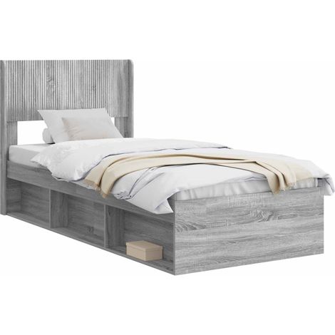 Bed Frame with Storage and Headboard Grey Sonoma 75 x 190 cm vidaXL (1/5)