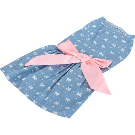 Vêtements d'été pour chienne, jupe sans manches en polyester avec nœud dans le dos, motif nœud bleu, taille M (1/5)