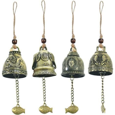 4 Pièces Bénédictions des Carillons Feng Shui, Carillons Éoliens Chinois, Carillons Éoliens Fengshui, Feng Shui Cloches, Feng Shui Cloche Bénédiction, pour Décoration Porte-Bonheur Suspendue (1/4)