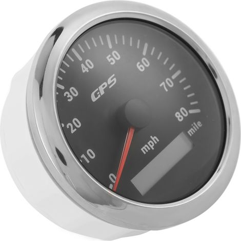 Compteur de vitesse GPS 85mm 3.35in Odomètre 80MPH/H Acier inoxydable Universel pour Voitures Moteurs Bateaux Noir (1/5)