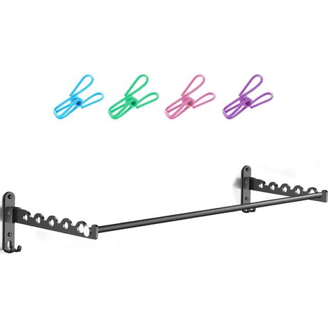 Wall-Mounted Clothes Dryer, Foldable Hanging Hook Rod (1/5)