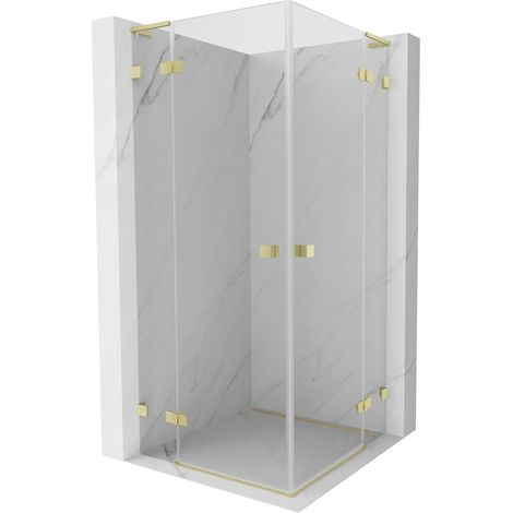 Mexen Lunar L Duo cabine de douche pivotante 115 x 115 cm, transparent, or brossé - 834L-115L-115P-55-00 (1/5)