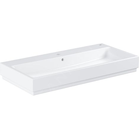 Lavabo Cube en céramique 39386 100cm PureGuard blanc alpin (1/3)