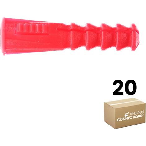 Sachet de 20 chevilles RC8 rouges multimatériaux avec collerette - Ø8 mm - Longueur 39 mm - RAM