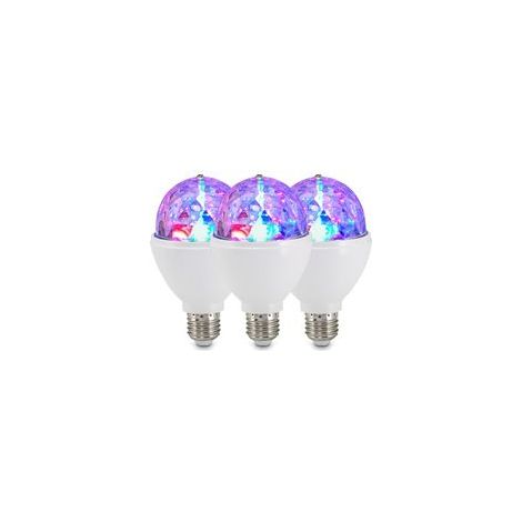 Set mit 3 RGB-Lampen, E27, 3 W, Farbwechsel durch Drehung, Discokugel, Discolicht, Partybeleuchtung, Partydekoration, Lampe, Glühbirne, 7,3 x 12,9 cm, weiß (1/5)