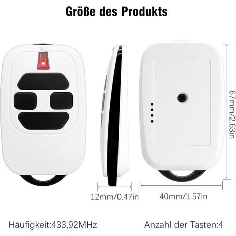 Lot de 3 Telecommande Portail 433,92MHz Compatible avec GTI2/4, GT2/4, Mio TR2/4, Mio TR2N/4N Télécommande pour Porte de Garage (1/5)