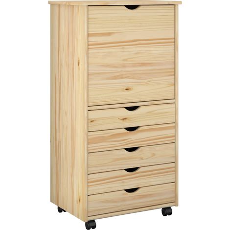 Gabinete rodante Marrón 53 x 39 x 103 cm Madera de Pino Macizo vidaXL