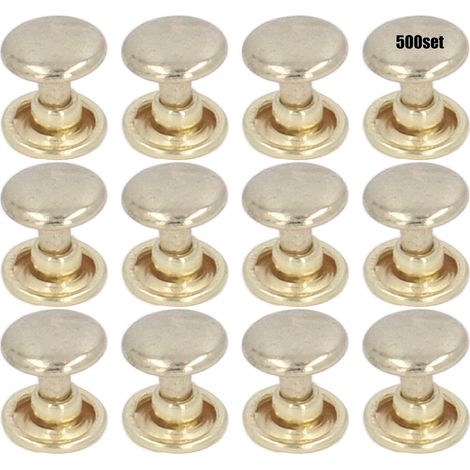500er-Set Metallnieten 8 mm, DIY-Eisen, doppelt flach, gleichmäßig beschichtet, galvanisch verzinnt, Lederbeschläge, Gold (1/5)