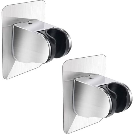 Shower Bracket No Drilling, 2 Pack Adjustable Shower Bracket Shower Head Holder Bracket Universal Wall Mounted Shower Head for Bathroom Hotel (1/5)