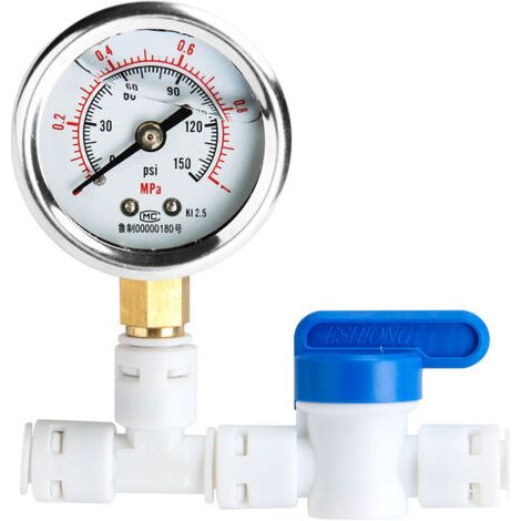 Water Pressure Gauge for Reverse Osmosis Filter System with 1/4" Hose