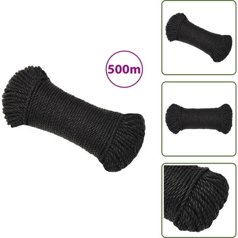 Corde de travail Noir 3 mm 500 m polypropylène - Corde De Travail - Corde Noire - Corde En Polypropylène - Corde Épaisse - Corde Robuste (1/5)