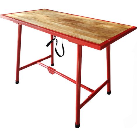 Banco da Lavoro Pieghevole 120x62,5x83 cm in Legno e Acciaio (1/4)