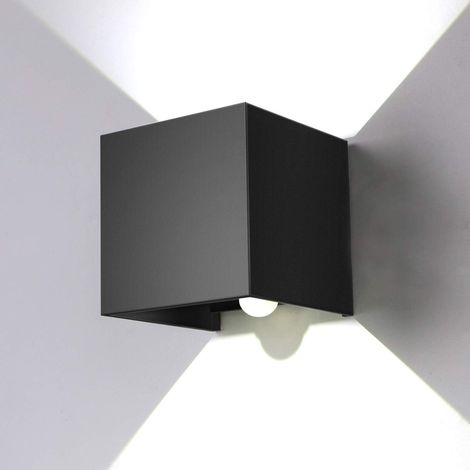 12W Luminaire Mural avec Détecteur de Mouvement pour Extérieur Intérieur, Applique Murale LED Angle Réglable, Lampe Murale IP67 Etanche 6000K Blanc Froid, pour Couloir Jardin Chambre Noir