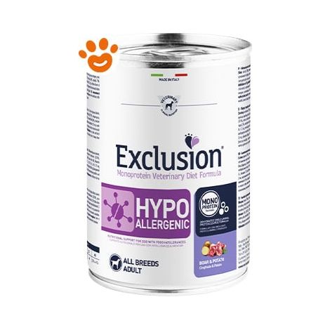 Exclusion Dog Diet Hypoallergenic Cinghiale e Patate - Lattina 200 Gr - Cibo Umido Cani