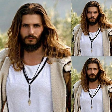 Perruques ondulées pour hommes, cheveux synthétiques bruns bouclés, perruques de cosplay et de soirées à la mode (1/2)