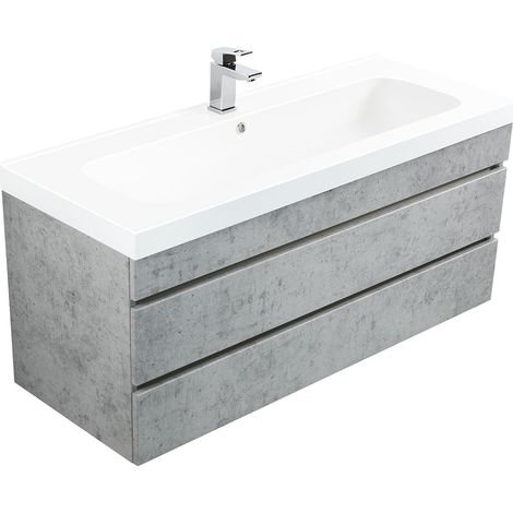 Badmöbel Via 120 SoftClose beton mit grifflosen Schubladen (1/2)