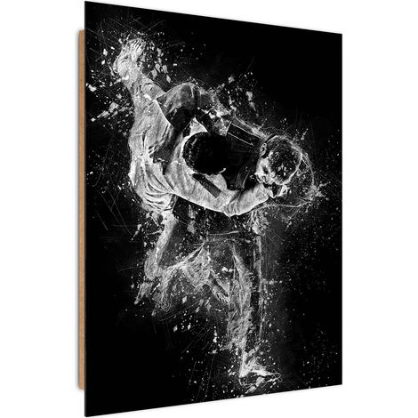 Tableau bois combat judo 2 - 50 x 70 cm (1/5)