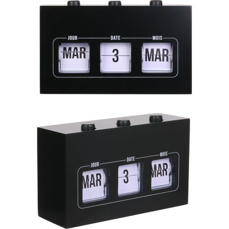 Calendrier Flip Perpétuel Décoratif - Bois et Plastique - Conçu pour Dynamiser Votre Intérieur - Dimensions 5.5L x 11.5H cm - Couleur Noir (1/5)