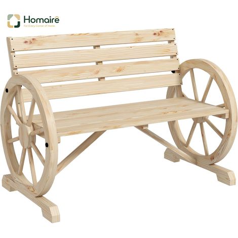 HOMAIRE Gartenbank 2-Sitzer Landhausstil mit Armlehne en bois de sapin naturel, charge maximale 240 kg
