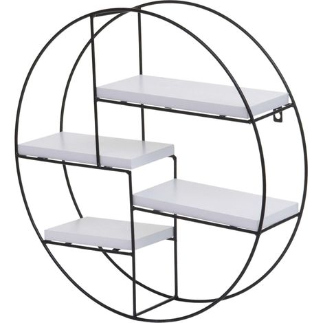 [NEUWERTIG] Wandregal HHG-612, Hängeregal Schweberegal Regal, 4 Regalböden Metall Massiv-Holz Industrial 45x45x11cm weiß