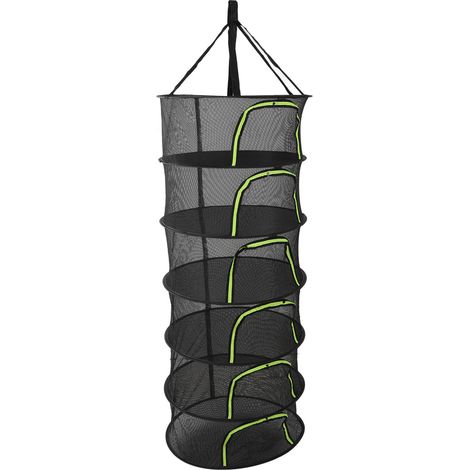 Filet de séchage pliable pour plantes, multicouche, fermeture éclair, diamètre 60 cm, avec sac de rangement, 6 couches (1/5)