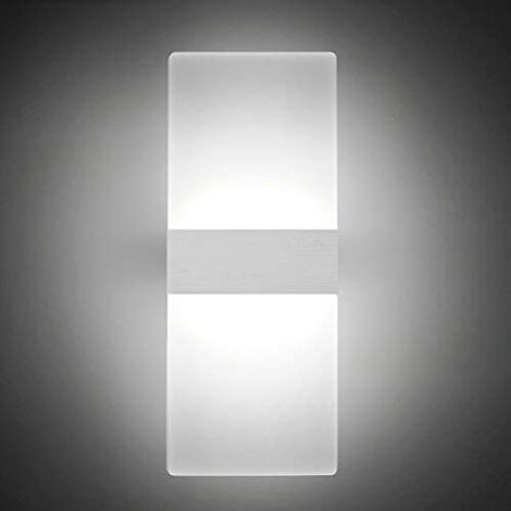 Applique Murale LED 6W Design de Lampe Moderne Applique Murale Supérieure et Inférieure Lampes Applique Murale Intérieure Murale Veilleuse Blanc Froid 6500K (Lumière Blanche) Une Pièce (1/2)