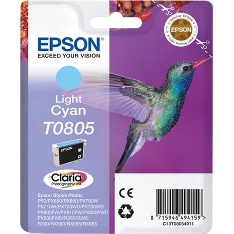 EPSON Cartouche d'encre T0805 Cyan clair - Colibri (C13T08054011) (1/2)