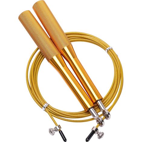 Corde à Sauter - Poignées en Alliage d'Aluminium avec Roulements à Billes - Câble en Acier Gainé Nylon Réglable - Pour Entraînement Cardio et Renforcement Musculaire - 1 Pièce (1/5)