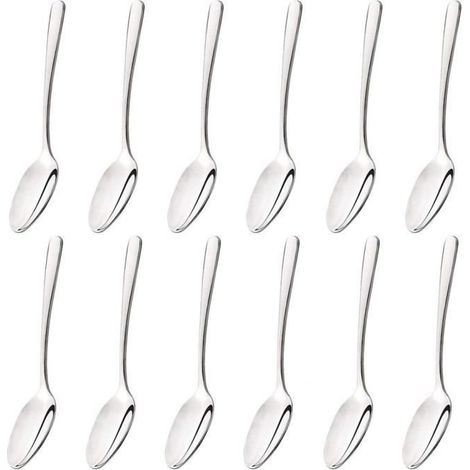 12 petites cuillères à café, en acier inoxydable, finition ovale, pour café thé dessert, usage quotidien