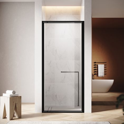SONNI Duschtür Verdeckte Scharnierkonstruktion 6MM gehärtetes Glas mit Wasserschutzleiste Magnetische Anziehung 90x195cm (1/5)