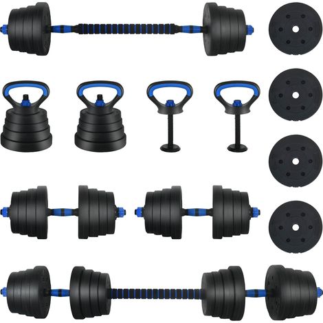 Juego de Mancuernas 4 en 1 40kg Negro y azul vidaXL