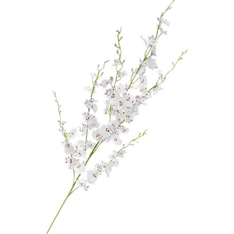 Flores de orquídea artificiales, ramas largas, ramo de 7, imitación seda, decoración interior y exterior, bodas, fiestas, blanco, 110 cm, flexible (1/5)