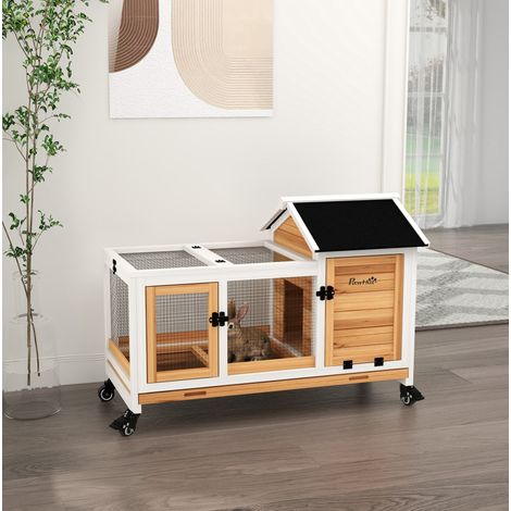Kleintierstall mit Rollen 108 x 58 x 73,5 cm, gelb HAVRYA (1/3)