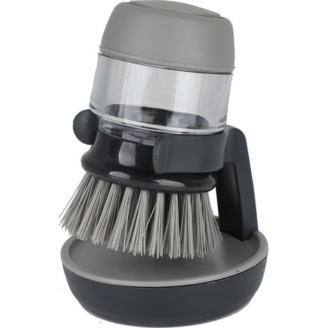 Brosse de nettoyage distributeur de savon avec support de rangement pour ustensiles de cuisine (gris) (1/5)